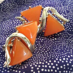 Retro Moonglow Autumn Amber Triangle Thermoset Earrings